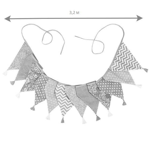 Гирлянда тканевая с кисточками № 10 (3,2 м)