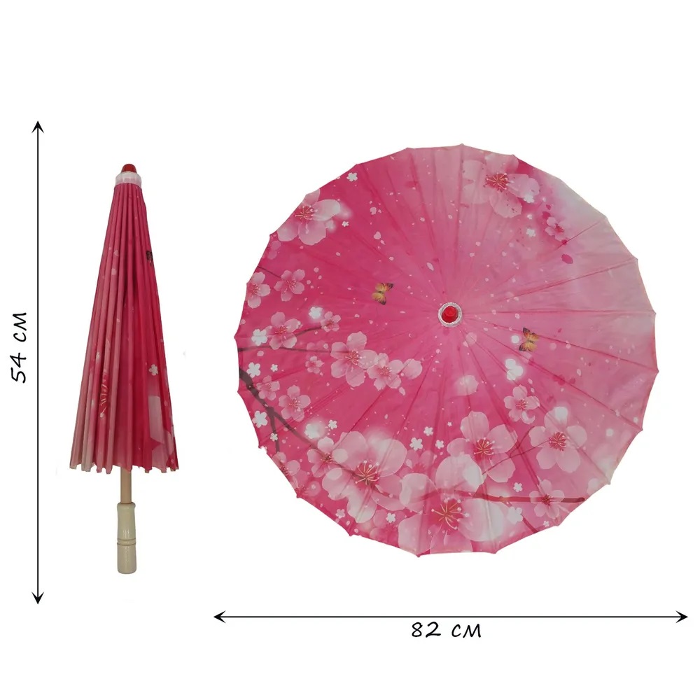 Китайские тканевые зонтики цветочные 82х54см, №8