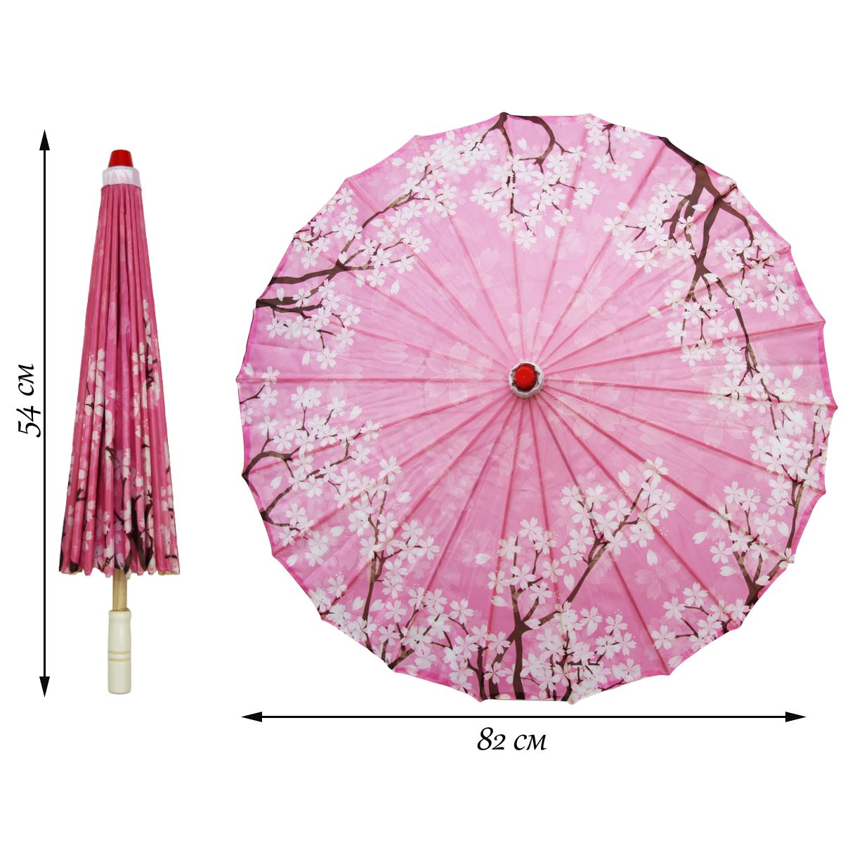 Китайские тканевые зонтики цветочные 82х54см, №17