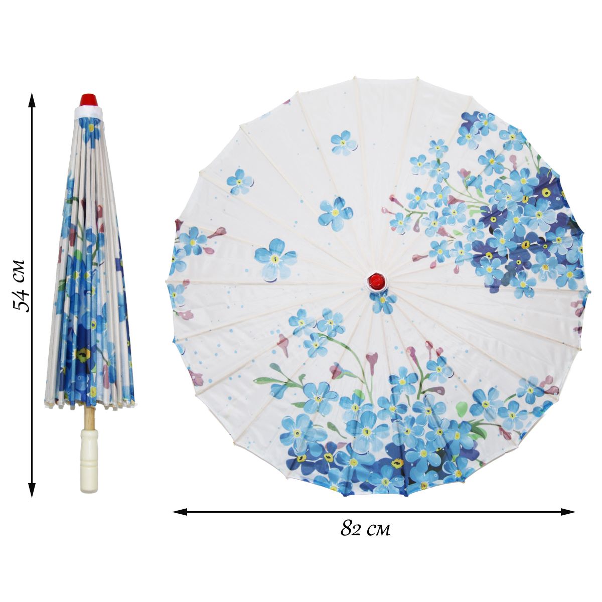 Китайские тканевые зонтики цветочные 82х54см, №24