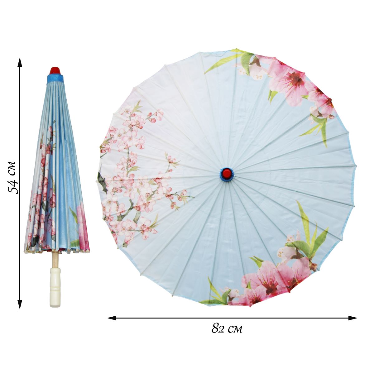 Китайские тканевые зонтики цветочные 82х54см, №26