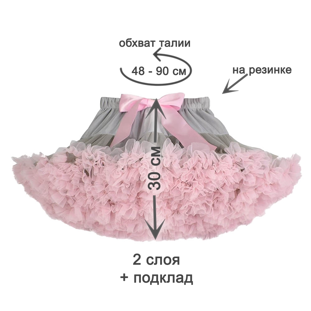 Юбка-пачка детская 28 см серый+розовый №13 М