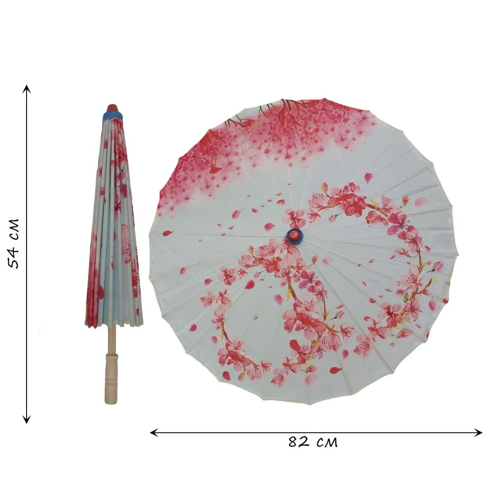 Китайские тканевые зонтики цветочные 82х54см, №9