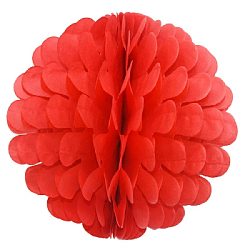 Бумажное украшение Цветочный шар-соты 30 см, красный